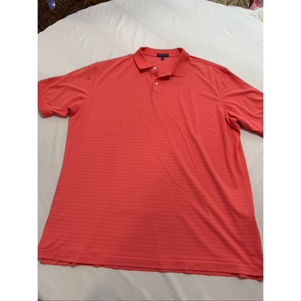 Peter Millar Men’s Coral Stripe Short Sleeve Polo Shirt Size XXL